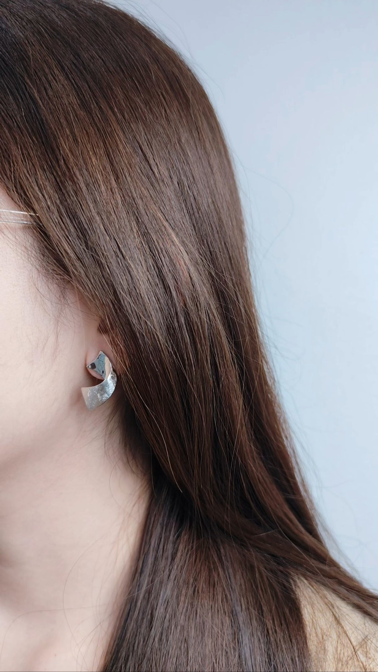 Minimalist Silver Curve Stud Earrings