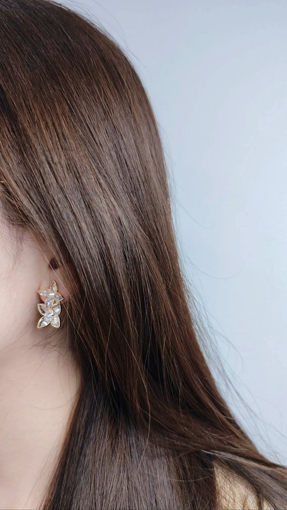 Gold Petal Cascade Stud Earrings